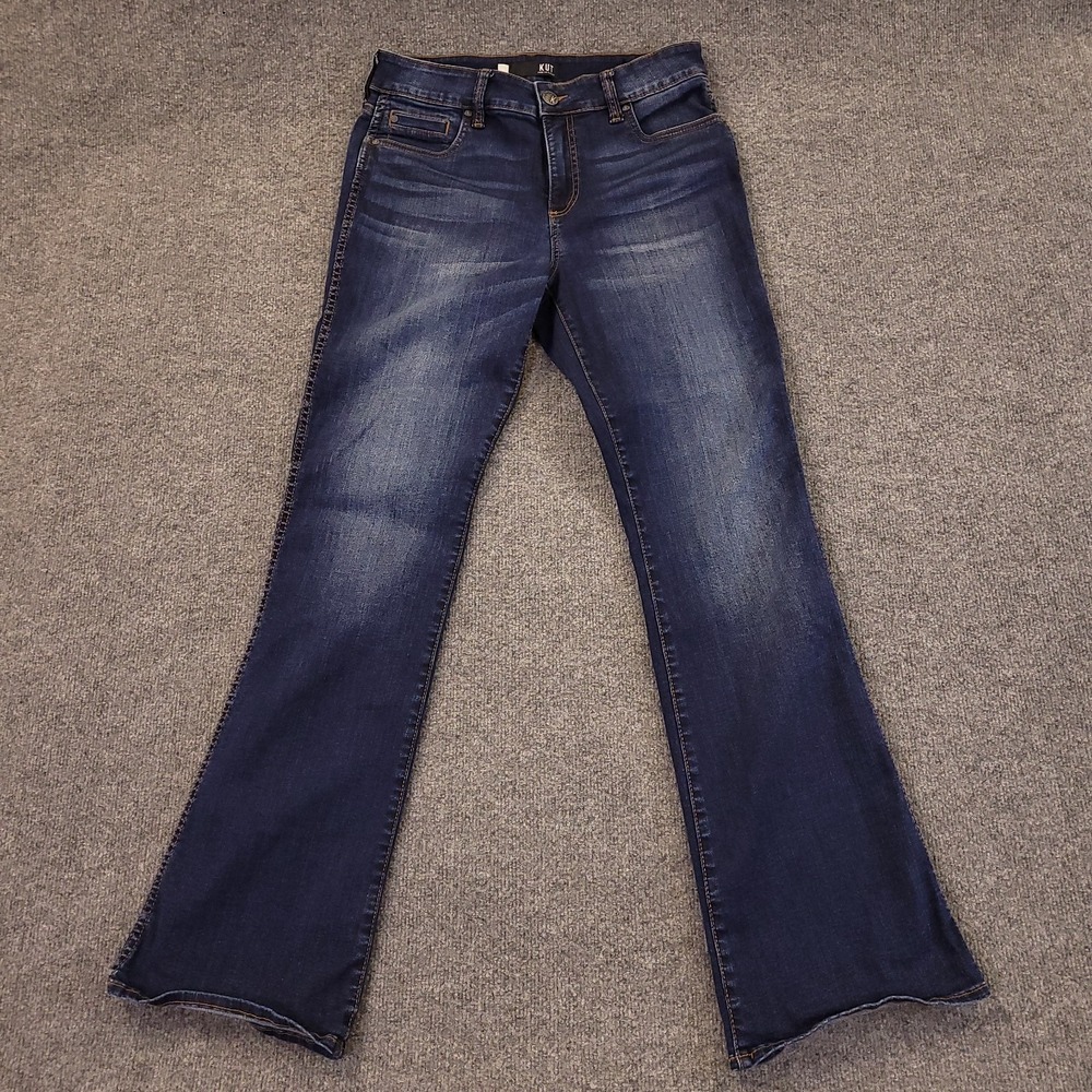 Kut Natalie Fab Ab Bootcut High Rise Jeans Sz 10 (31x32) Distressed Whisker‎